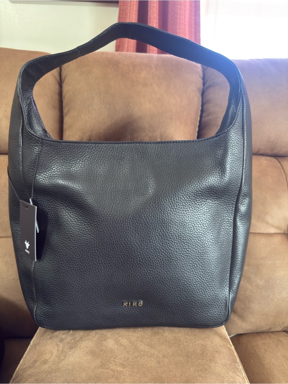 KIKO Black Pebbled Leather Shoulder Bag